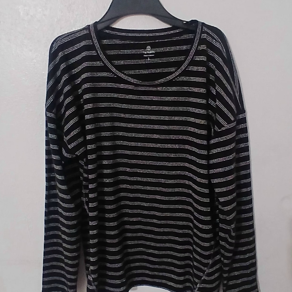 Talbots Black and White Striped Top